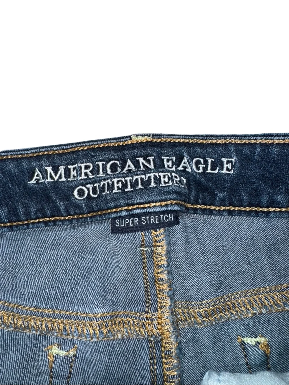 American Eagle Shortie Super Stretch Denim Shorts Womens 6 Frayed Cuffed Y2K